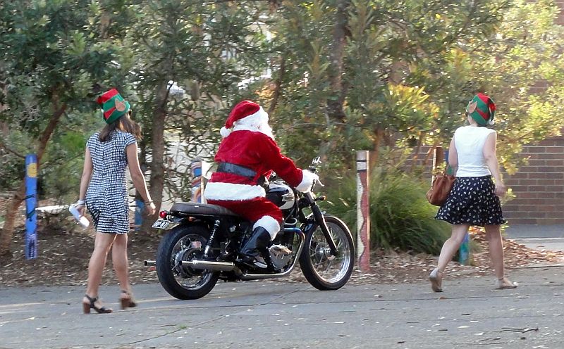 Santa on a motorbike